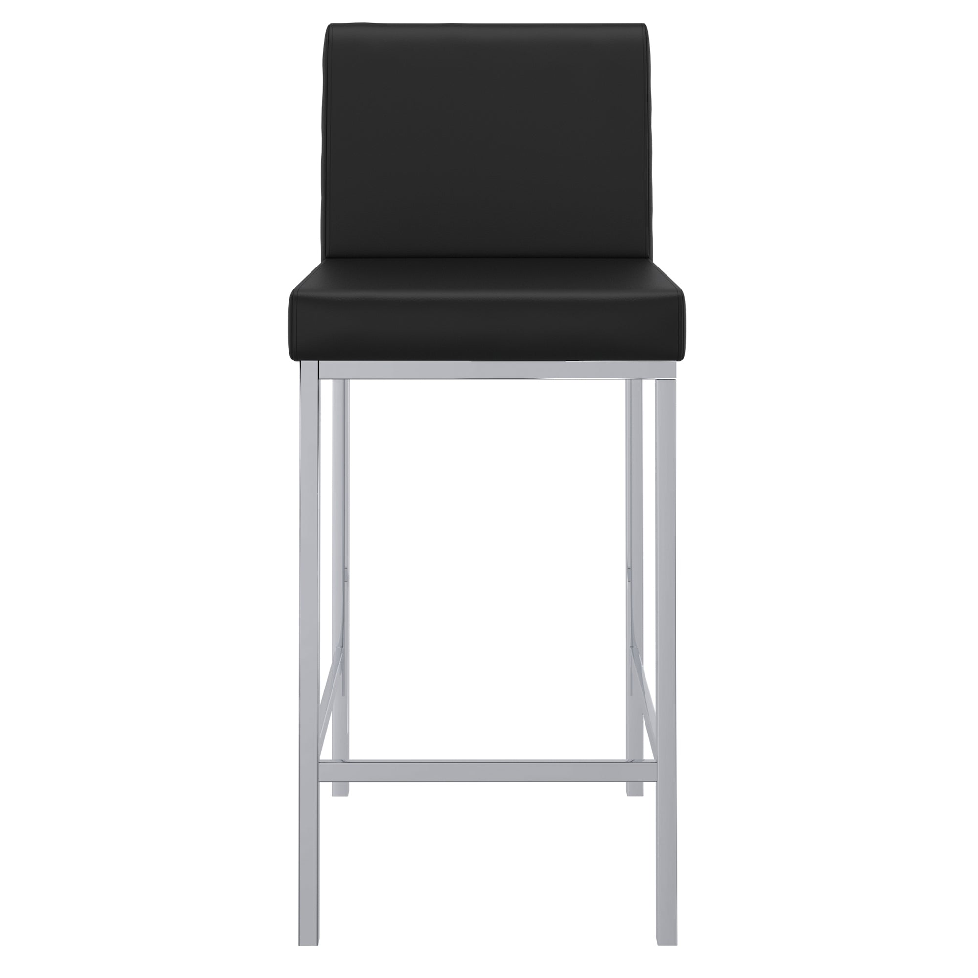 Porto 26" Counter Stool - Black Faux Leather and Chrome-DECOROLALA