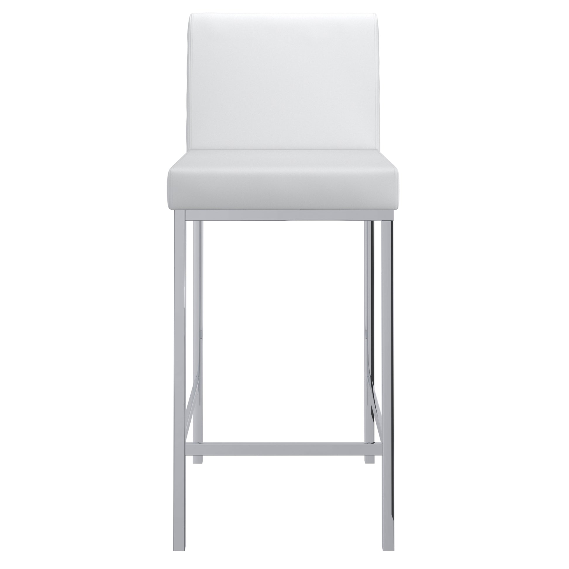 Porto 26" Counter Stool - White Faux Leather and Chrome-DECOROLALA