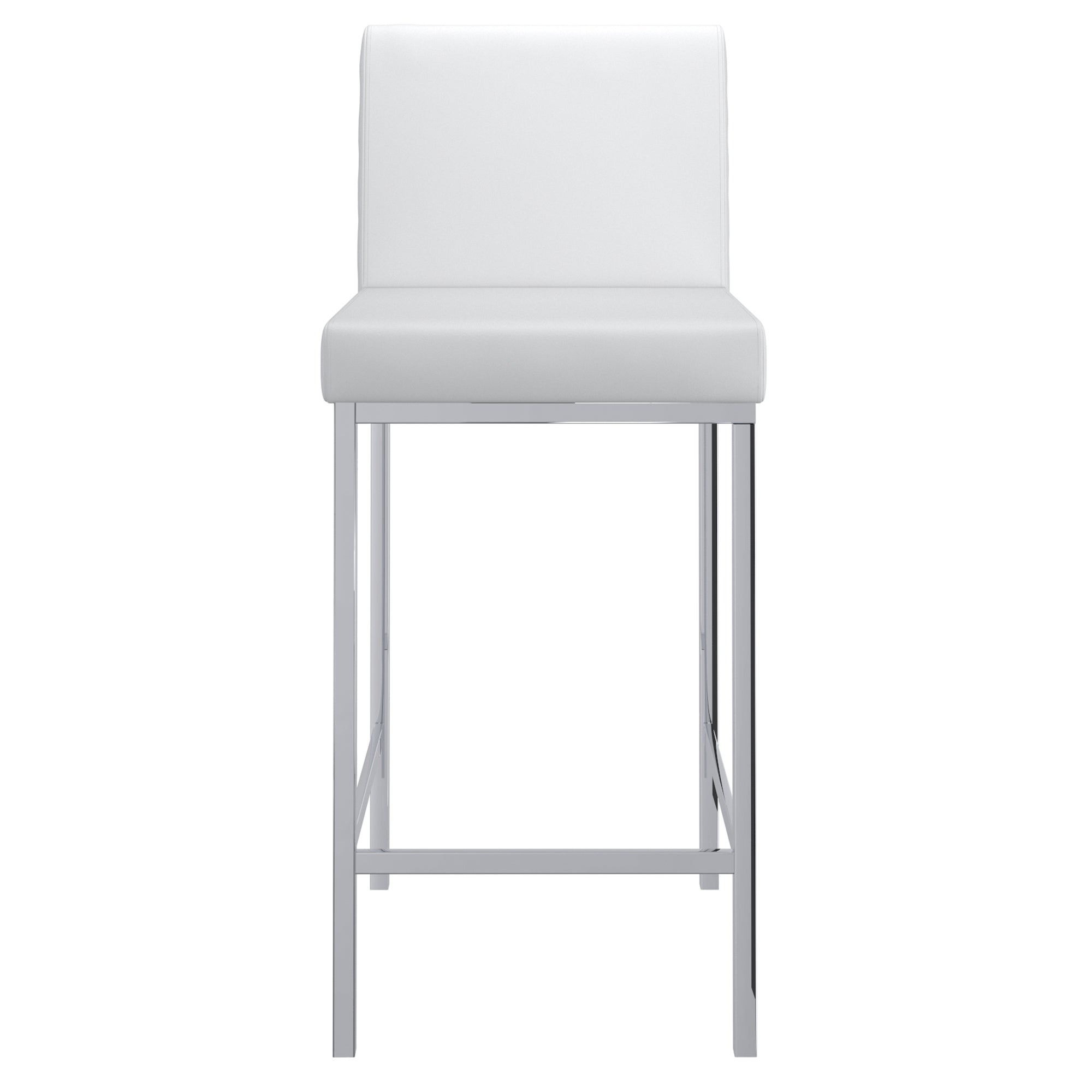 Porto 26" Counter Stool - White Faux Leather and Chrome-DECOROLALA
