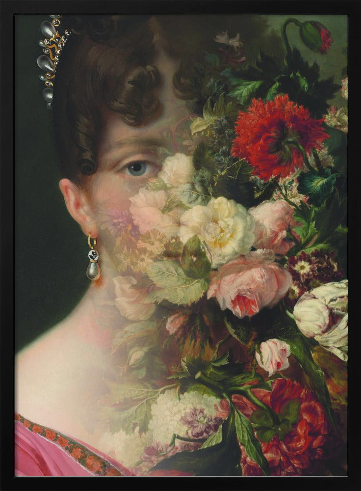 Portrait of Hortense de Beauharnais, queen of Holland with flower still life-canvas-DECOROLALA