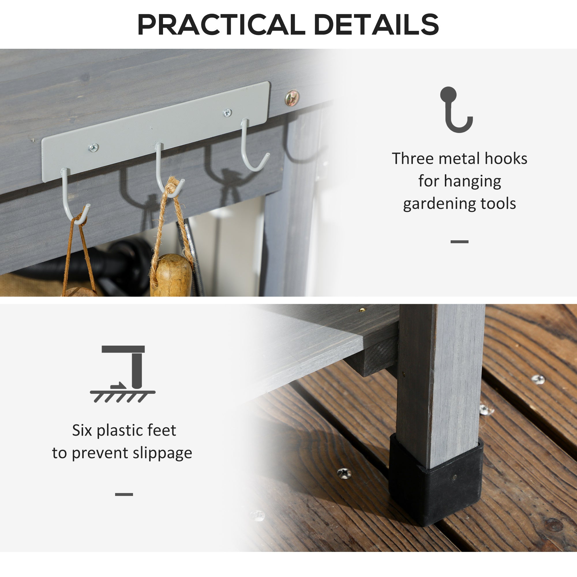 Potting Bench Grey 45.3" x 17.7" x 48.4" with Sink, Drawers-DECOROLALA