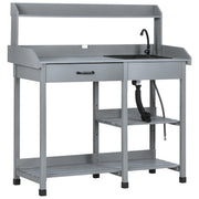 Potting Bench Grey 45.3" x 17.7" x 48.4" with Sink, Drawers-DECOROLALA