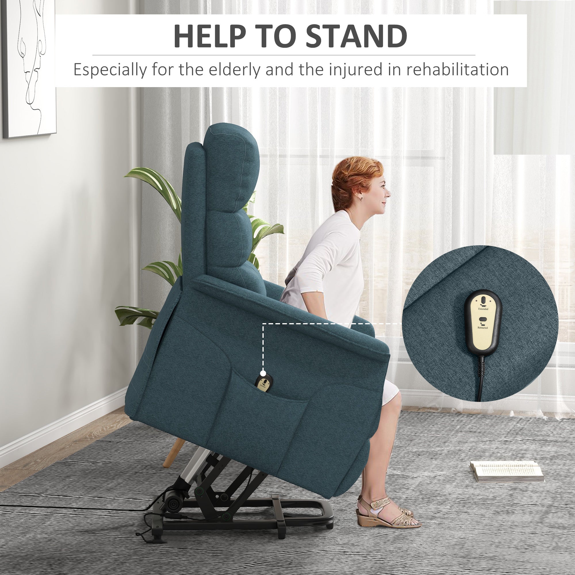 Power Lift Recliner Chair - Blue 264lb-DECOROLALA