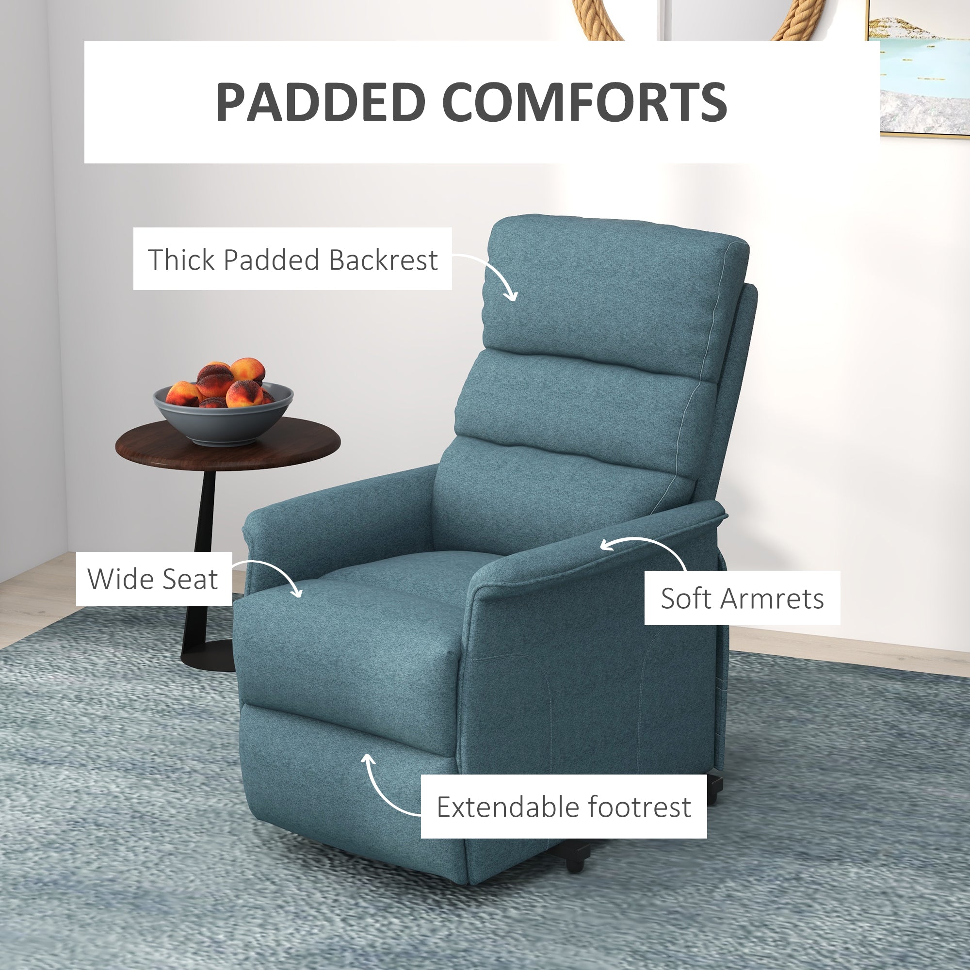 Power Lift Recliner Chair - Blue 264lb-DECOROLALA