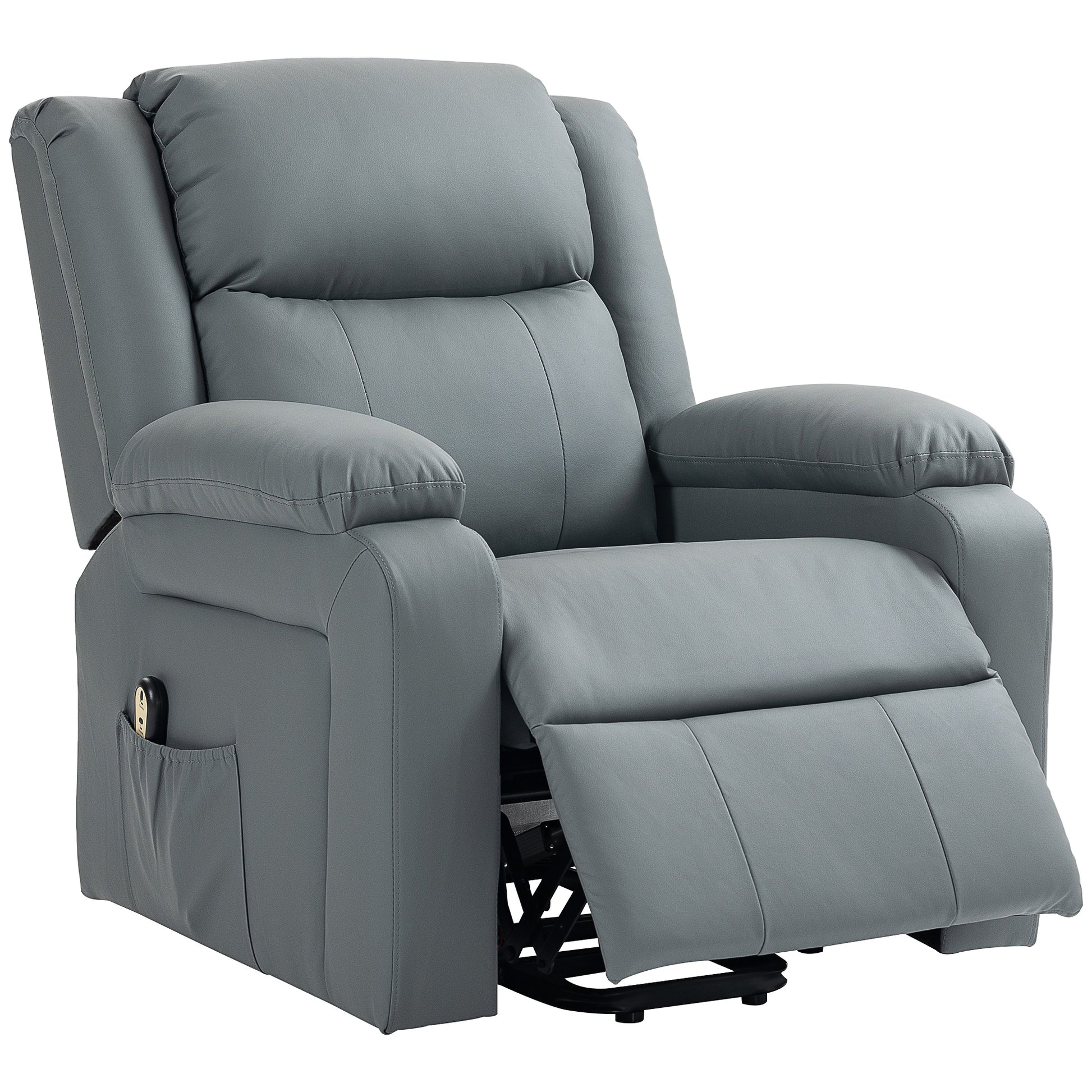 Power Lift Recliner Chair - Grey PU Leather-DECOROLALA