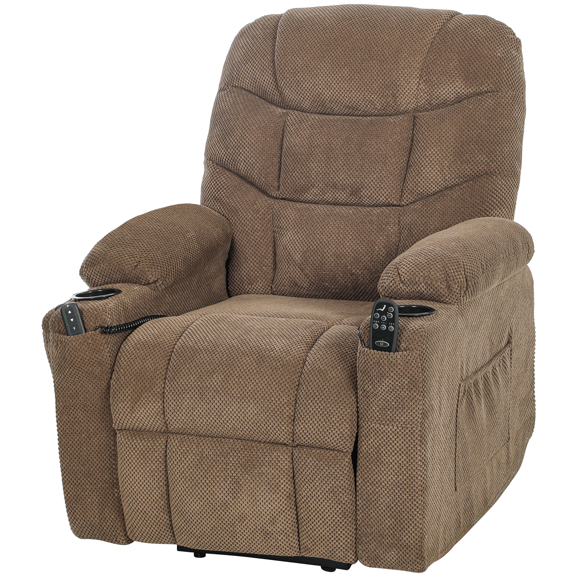 Power Lift Recliner Chair - Massage Brown-DECOROLALA