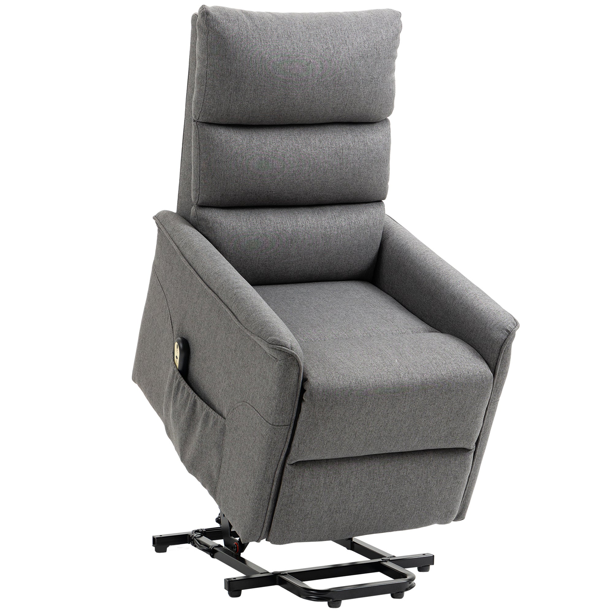 Power Lift Recliner Chair for Elderly, Dark Grey, Remote Control, Side Pockets-DECOROLALA