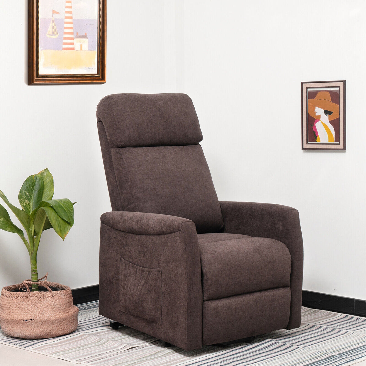 Power Lift Recliner Chair with Remote Control for Elderly-Brown-Recliners-DECOROLALA