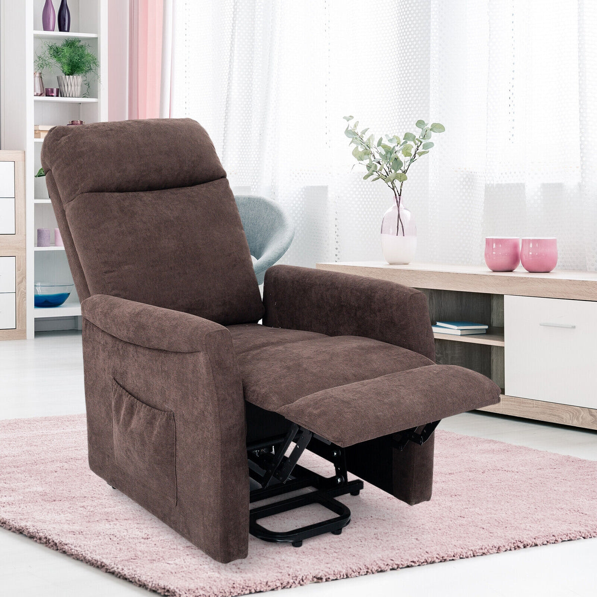 Power Lift Recliner Chair with Remote Control for Elderly-Brown-Recliners-DECOROLALA