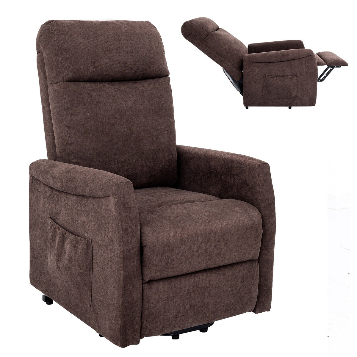 Power Lift Recliner Chair with Remote Control for Elderly-Brown-Recliners-DECOROLALA