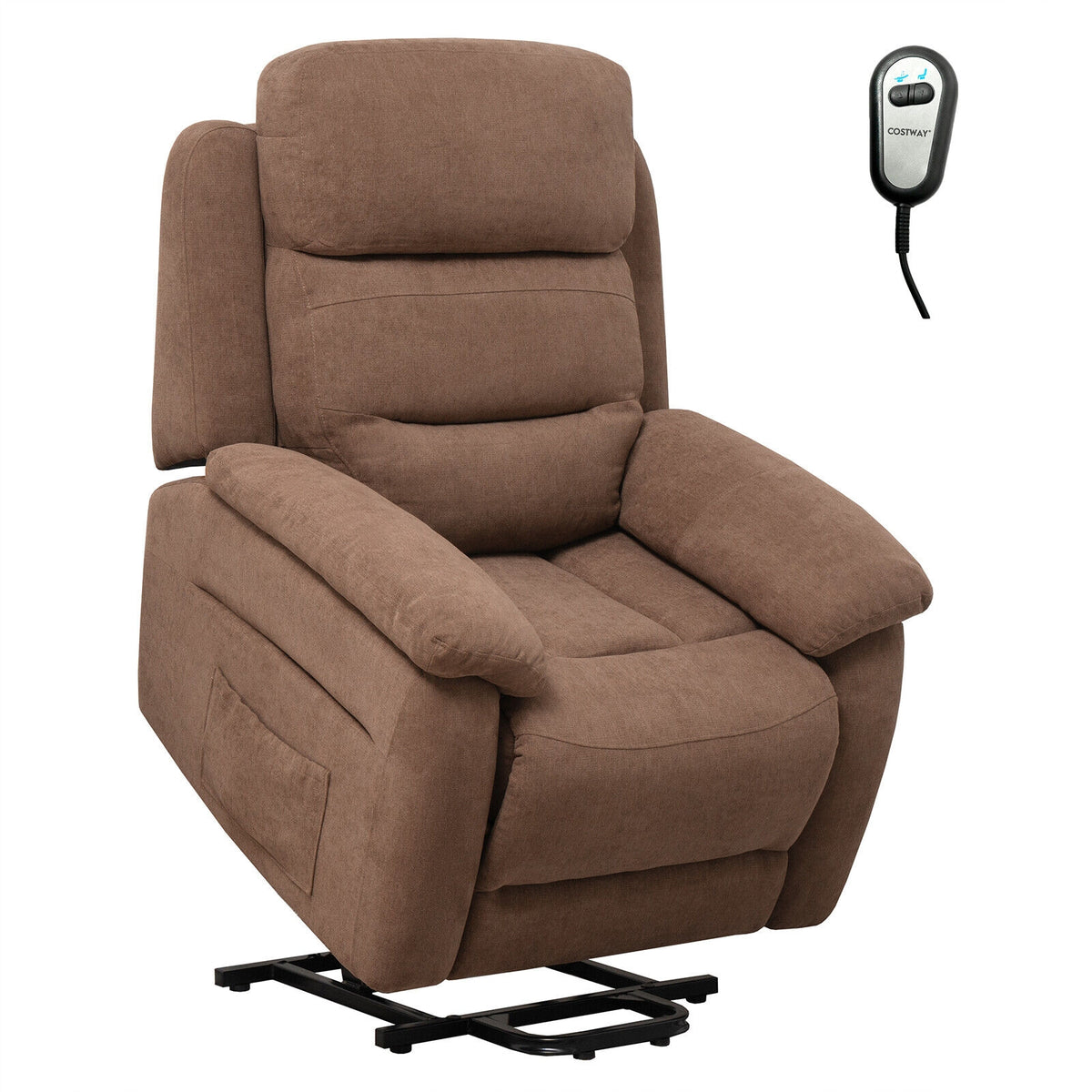 Power Lift Recliner Sofa with Side Pocket and Remote Control-Brown-Recliners-DECOROLALA