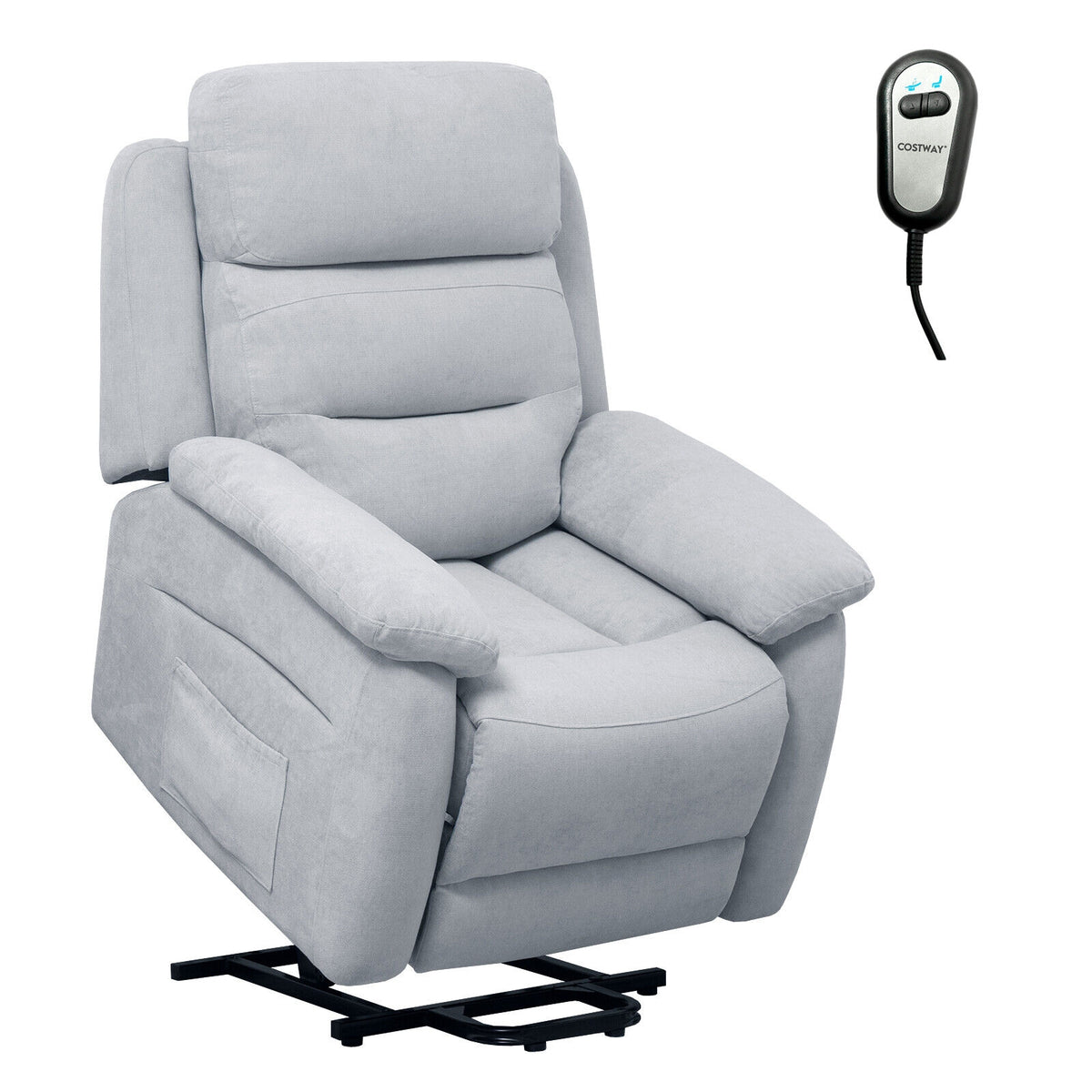 Power Lift Recliner Sofa with Side Pocket and Remote Control-Gray-Recliners-DECOROLALA