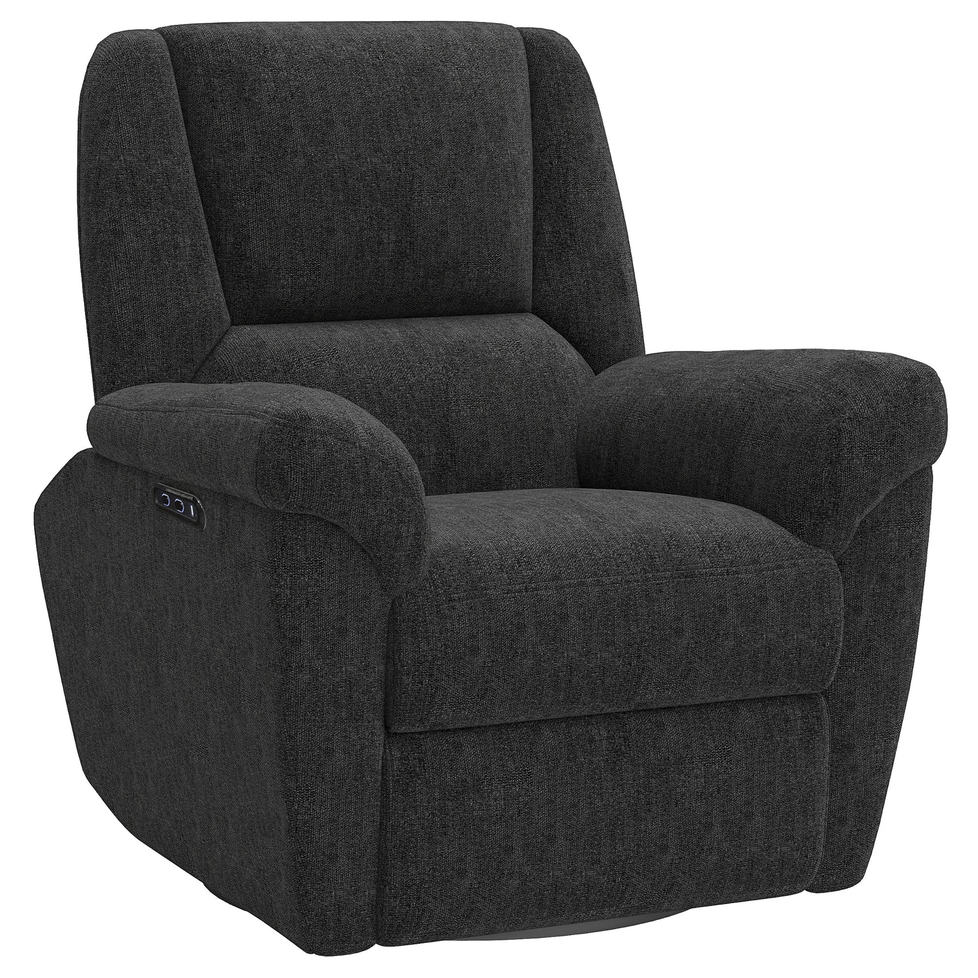 Power Recliner Chair Chenille Black USB-DECOROLALA
