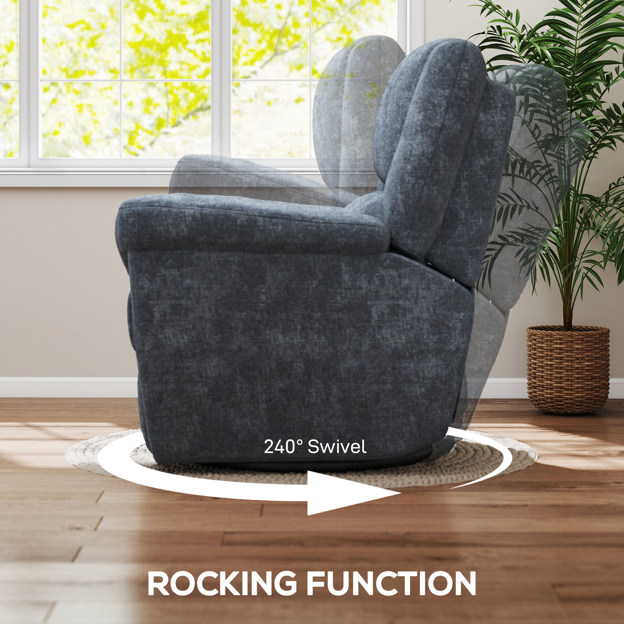 Power Recliner Chair Chenille Dark Grey USB-DECOROLALA