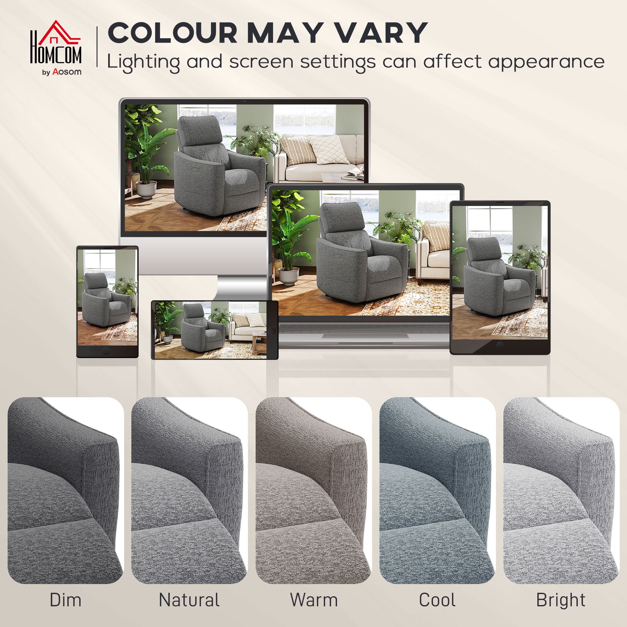 Power Recliner Chair Chenille Dark Grey USB-DECOROLALA