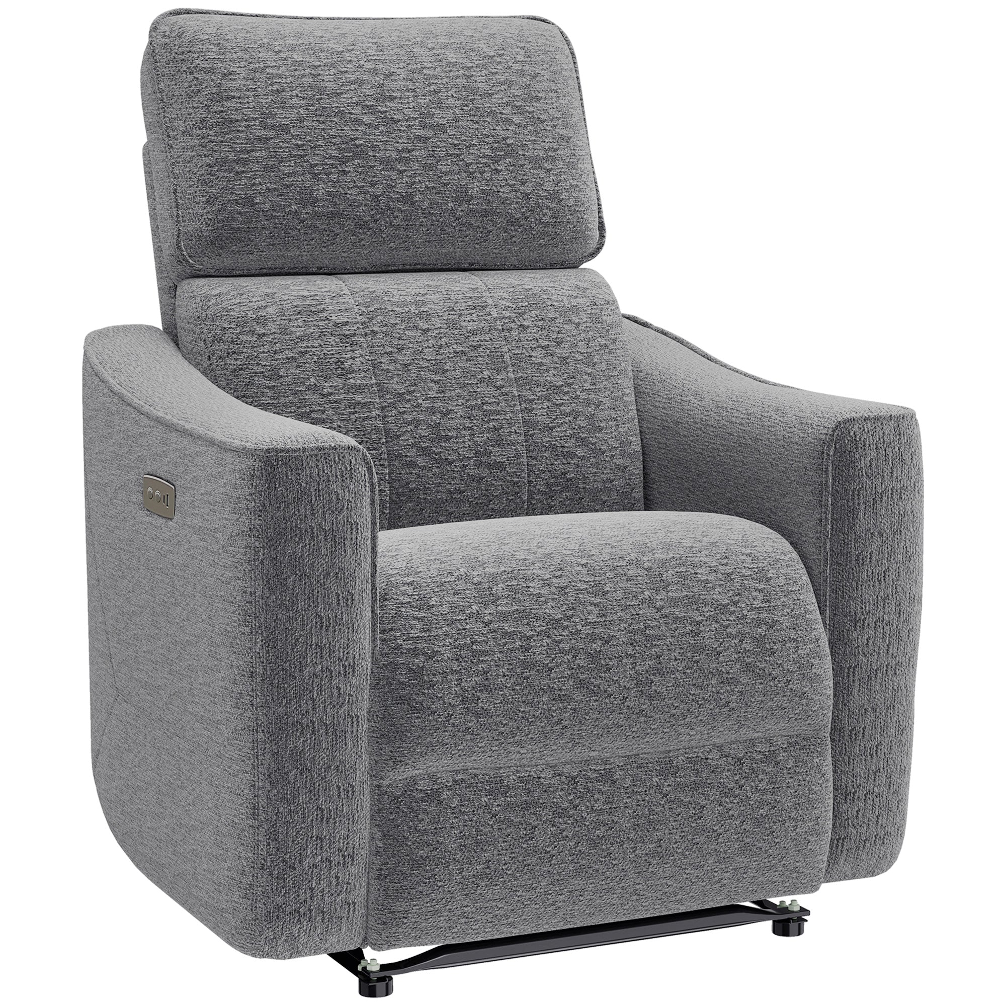 Power Recliner Chair Chenille Dark Grey USB-DECOROLALA