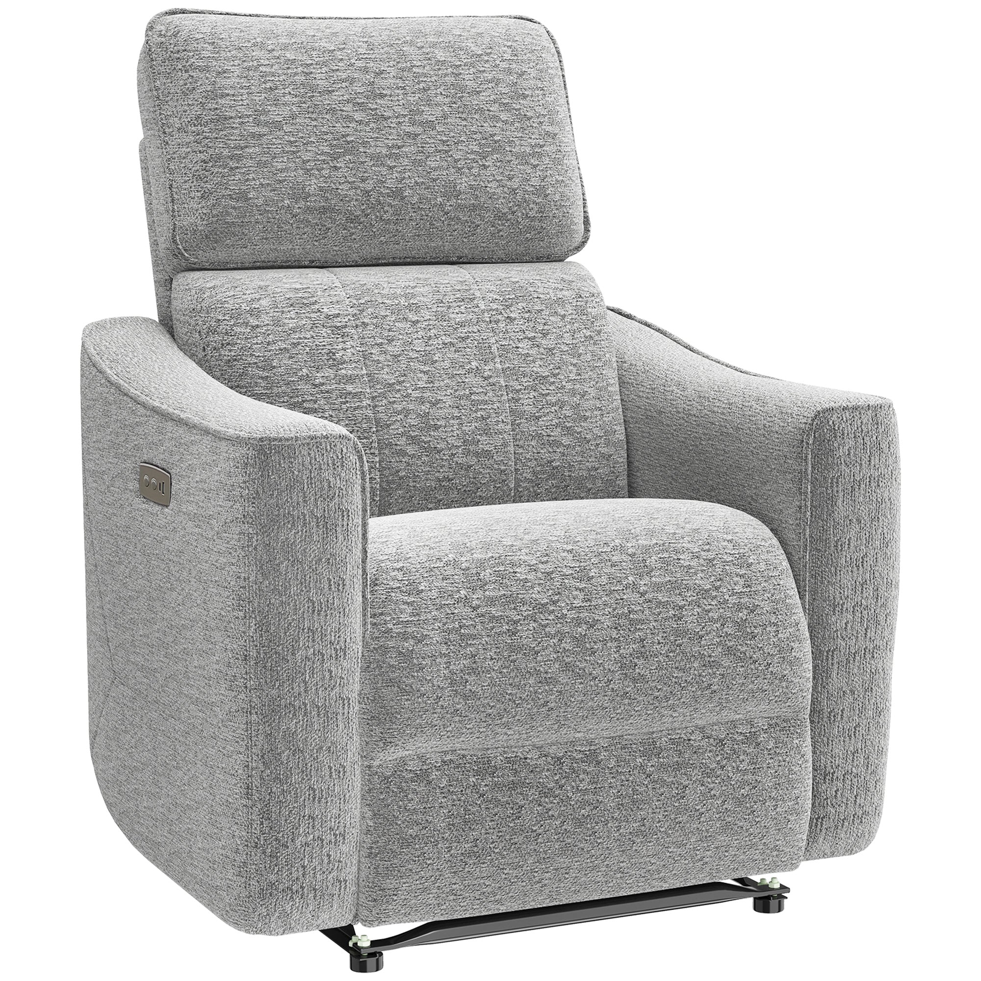 Power Recliner Chair Chenille Grey USB-DECOROLALA