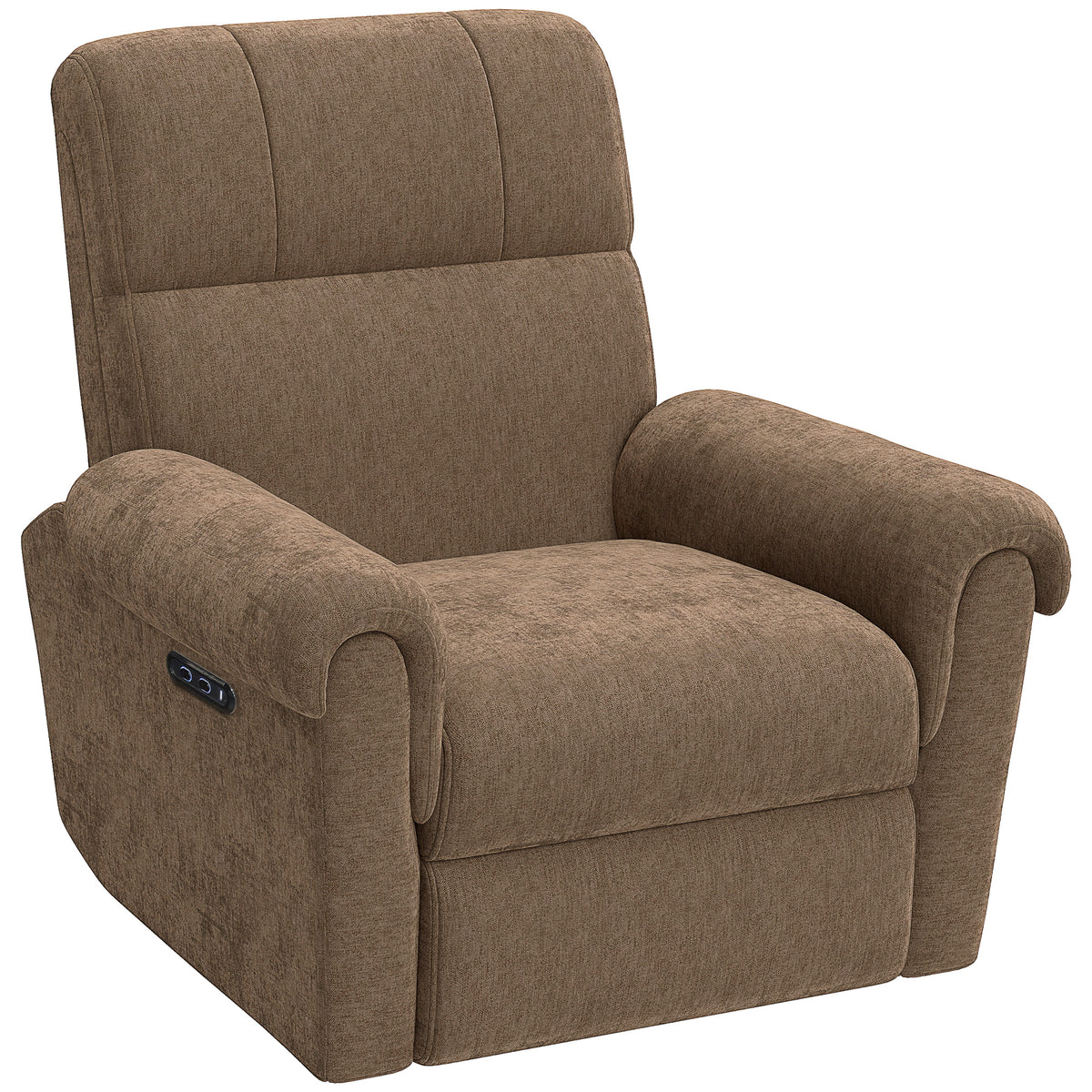 Power Recliner Chair - Dark Brown Chenille-DECOROLALA