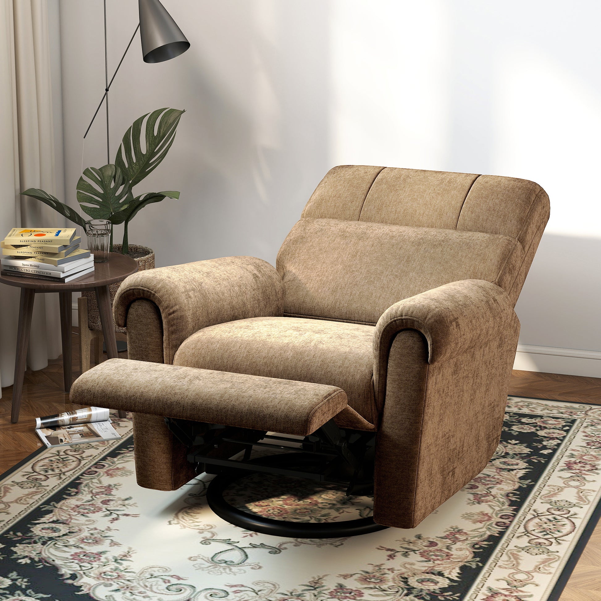 Power Recliner Chair - Dark Brown Chenille-DECOROLALA