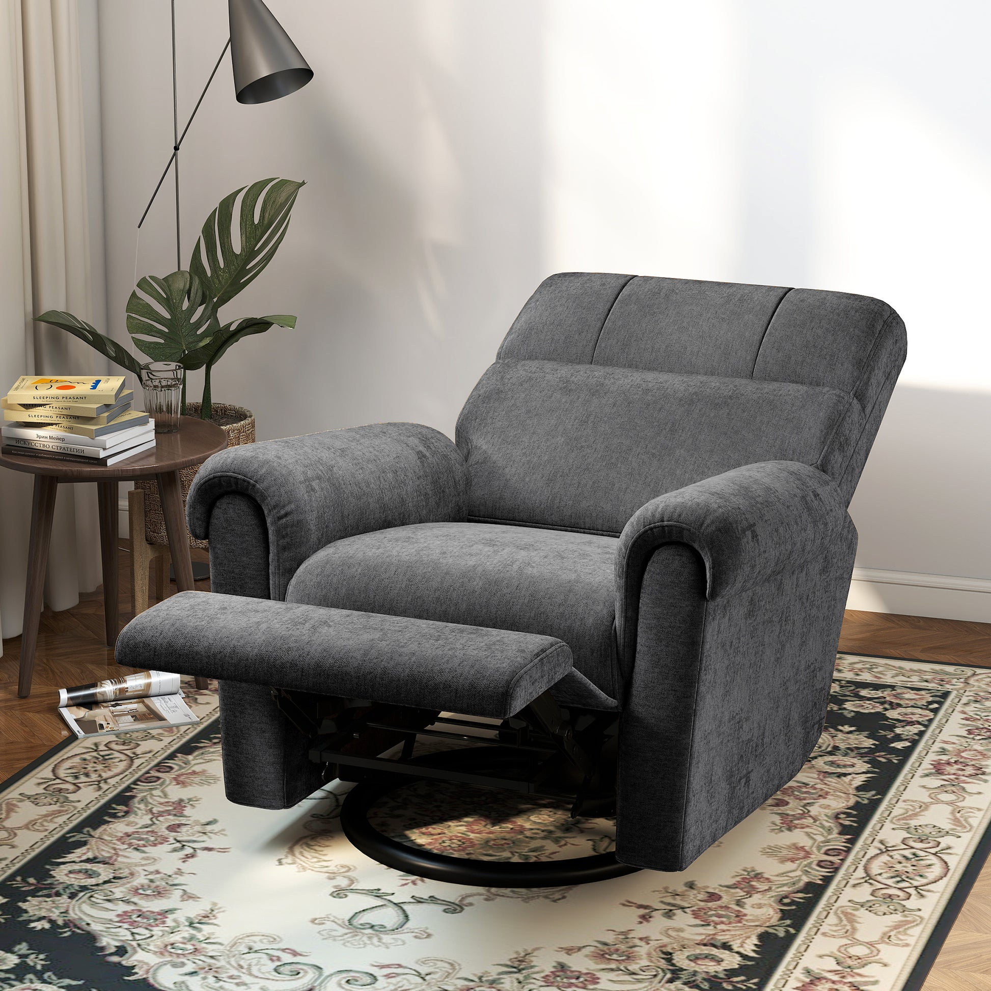 Power Recliner Chair - Dark Grey Chenille USB-DECOROLALA