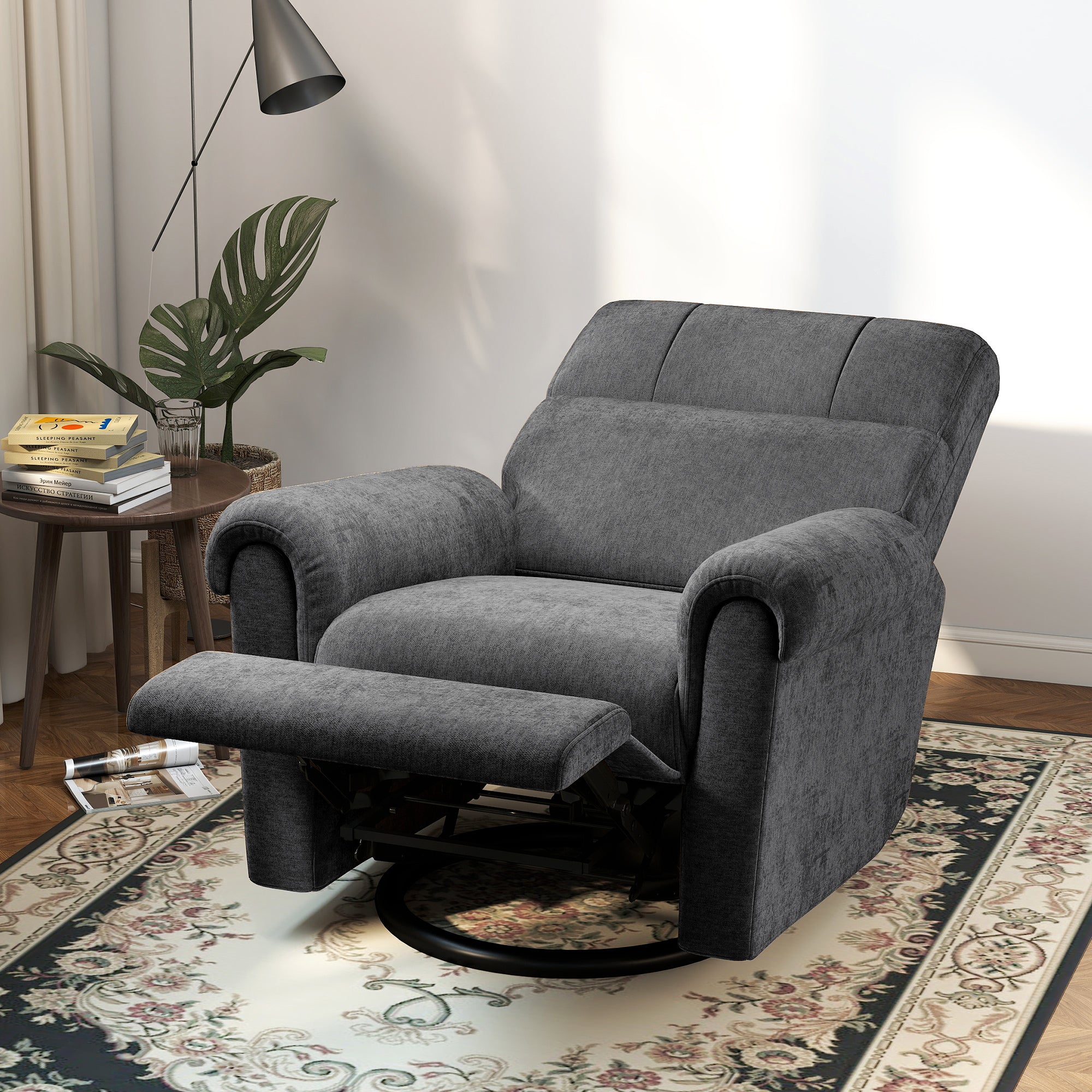 Power Recliner Chair - Dark Grey Chenille USB-DECOROLALA