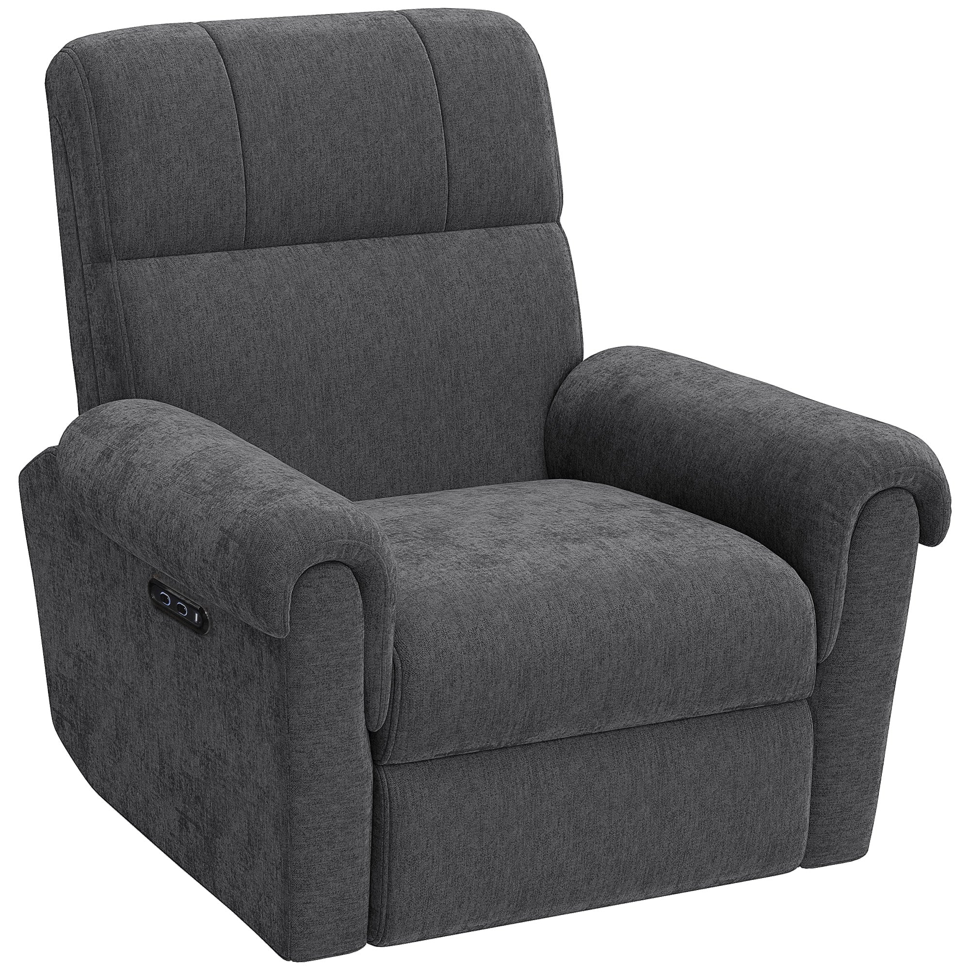 Power Recliner Chair - Dark Grey Chenille USB-DECOROLALA