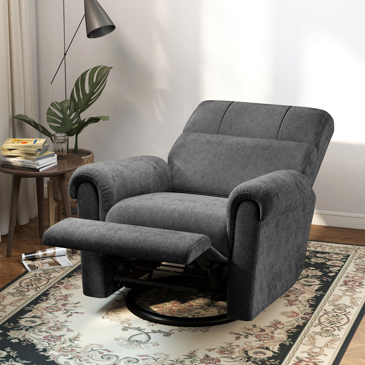 Power Recliner Chair - Dark Grey Chenille USB-DECOROLALA