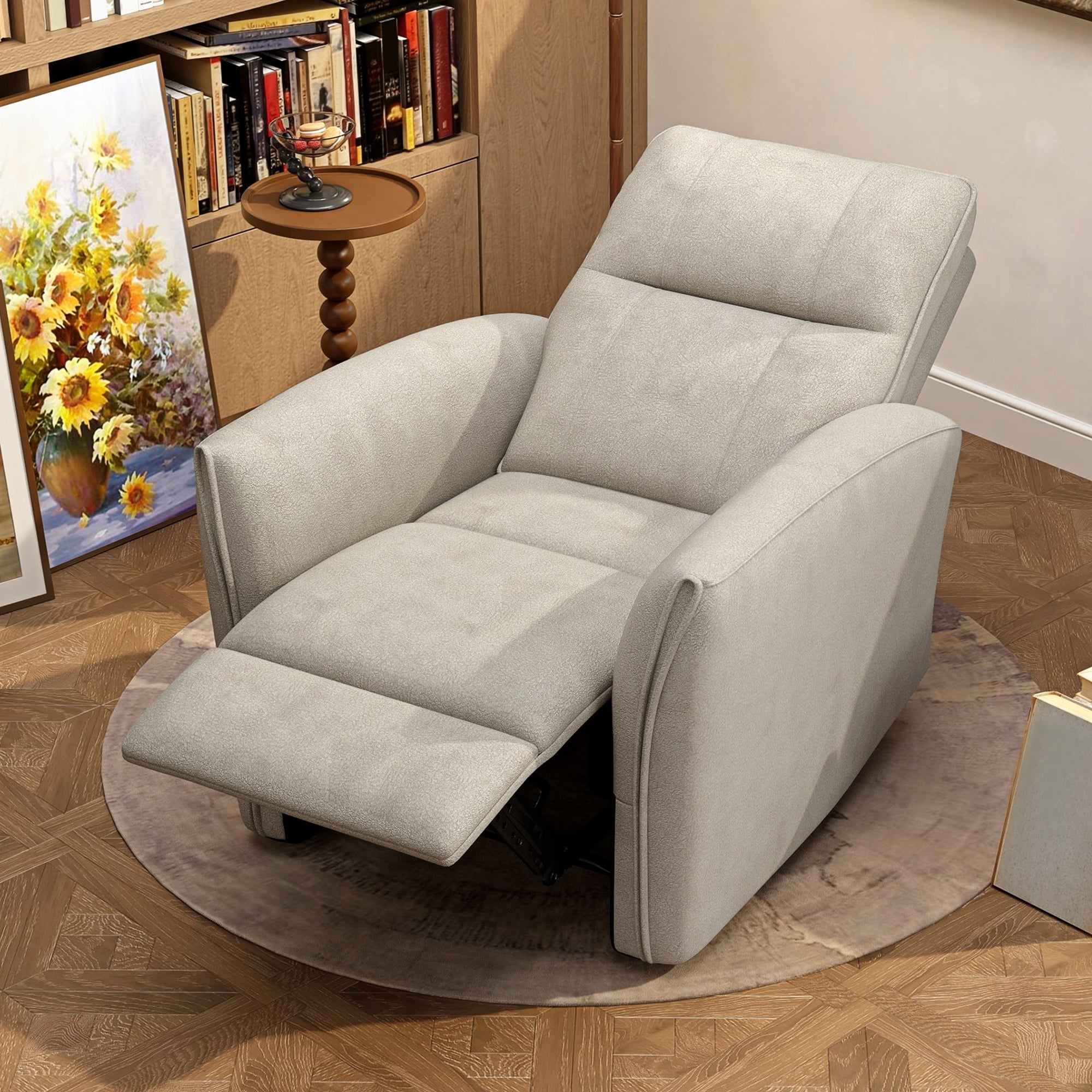 Power Recliner Chair Fabric USB Beige-DECOROLALA