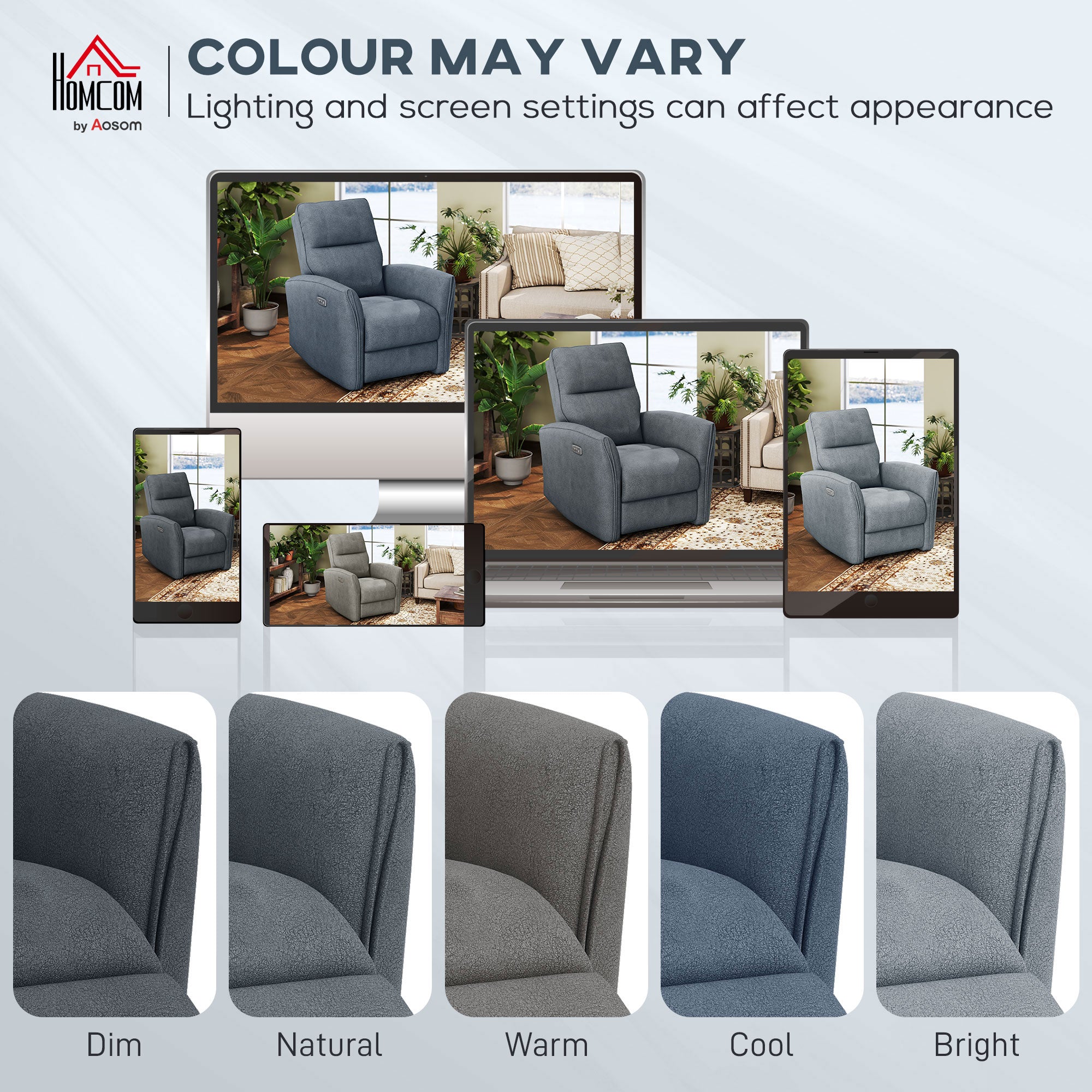Power Recliner Chair Fabric USB Ports Charcoal Grey-DECOROLALA