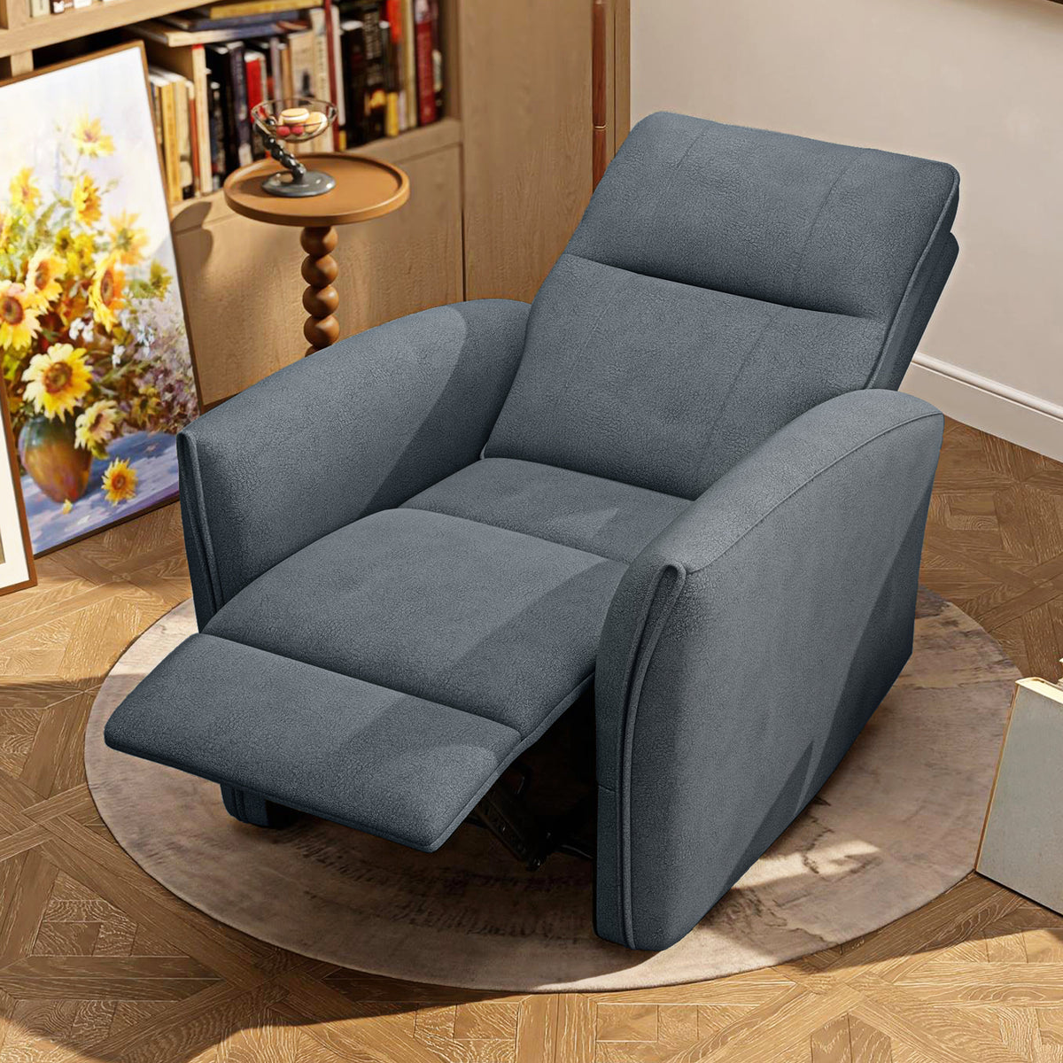 Power Recliner Chair Fabric USB Ports Charcoal Grey-DECOROLALA