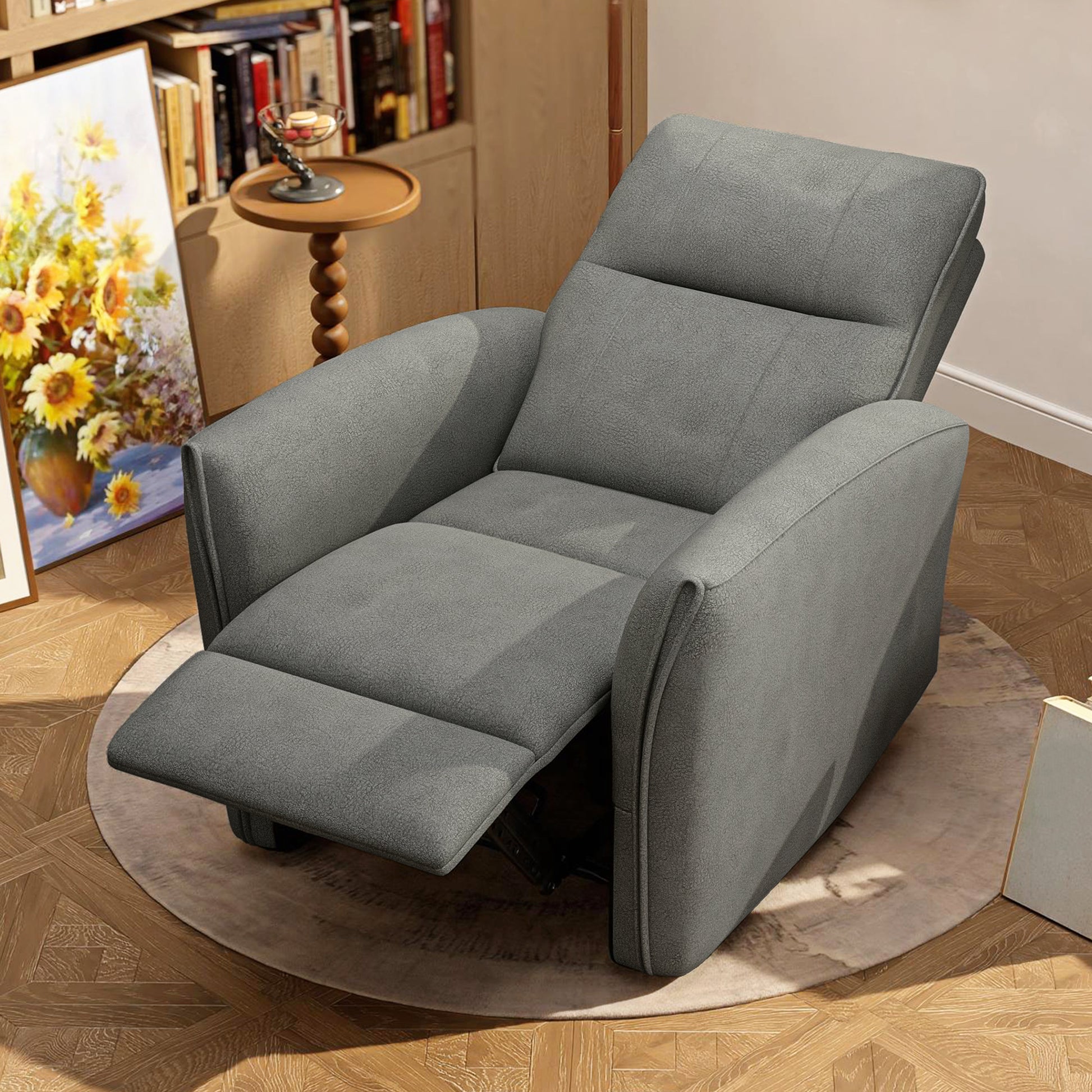 Power Recliner Chair - Grey Fabric USB-DECOROLALA