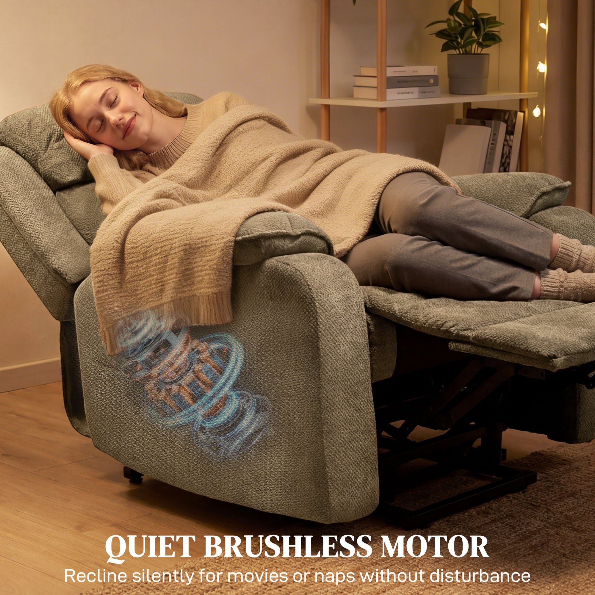 Power Recliner Chair Massage Lift Brown-DECOROLALA
