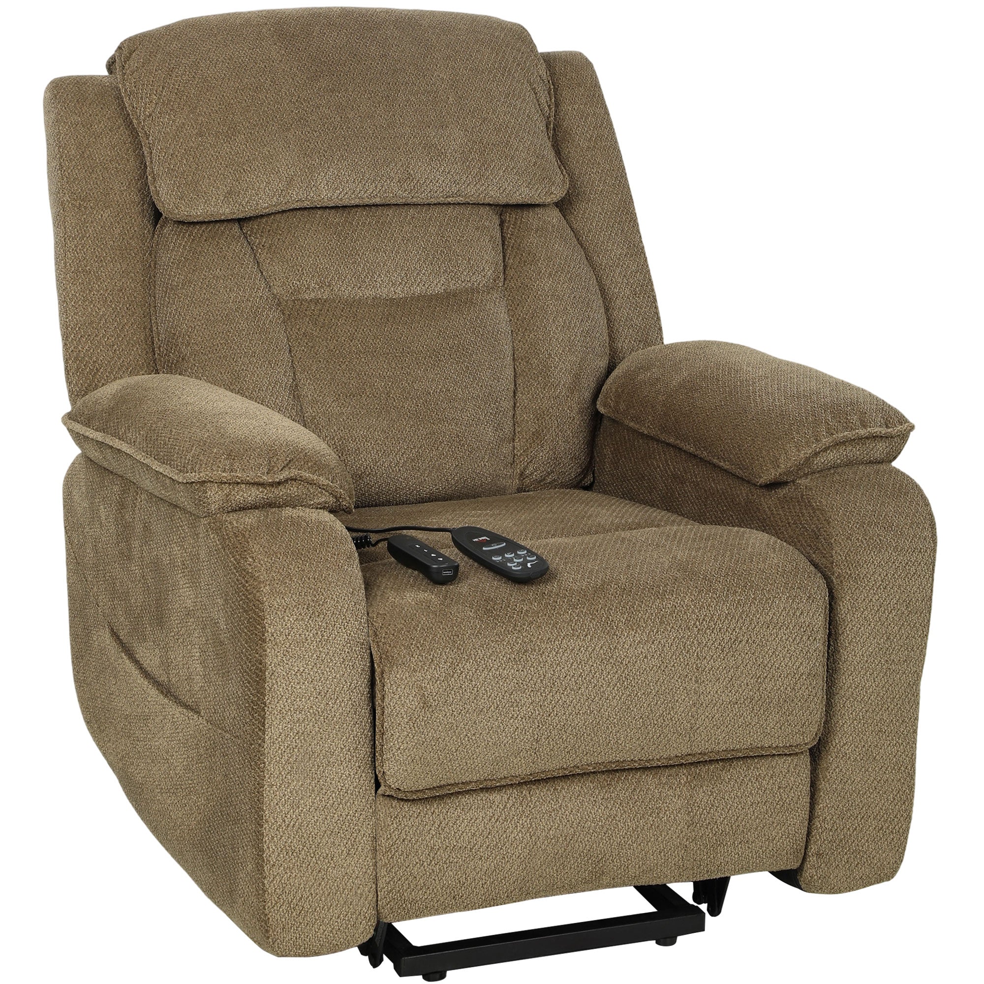 Power Recliner Chair Massage Lift Brown-DECOROLALA