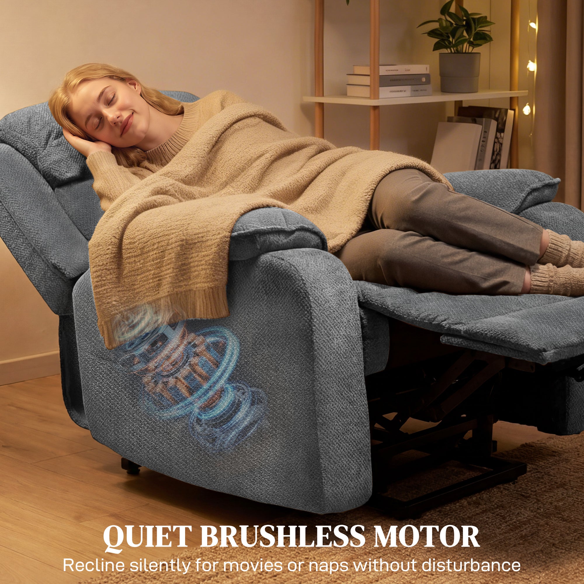 Power Recliner Chair with Massage & Lift - Grey-DECOROLALA