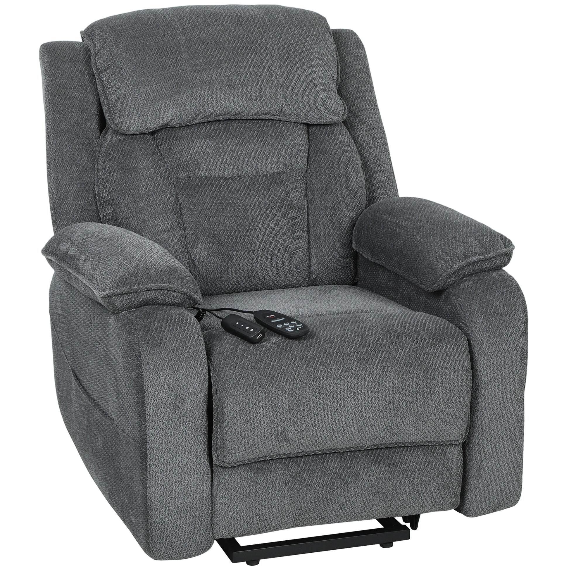 Power Recliner Chair with Massage & Lift - Grey-DECOROLALA