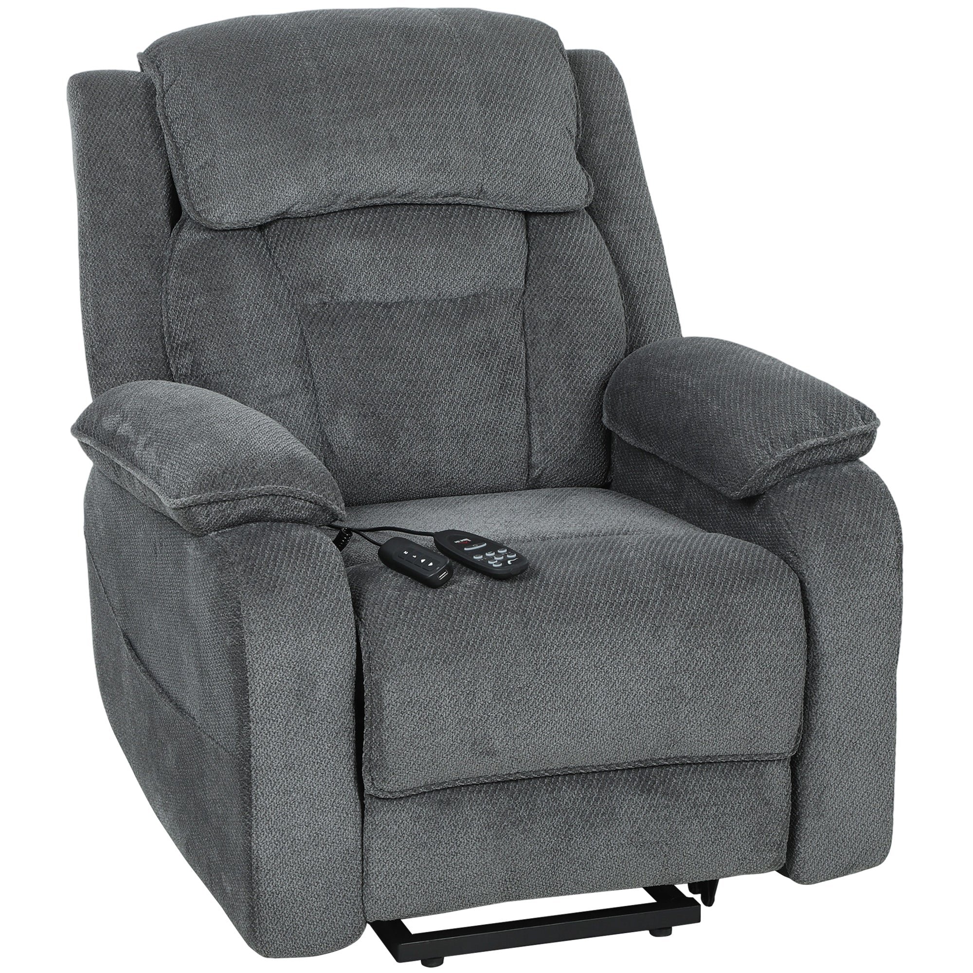 Power Recliner Chair with Massage & Lift - Grey-DECOROLALA