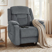 Power Recliner Chair with Massage & Lift - Grey-DECOROLALA