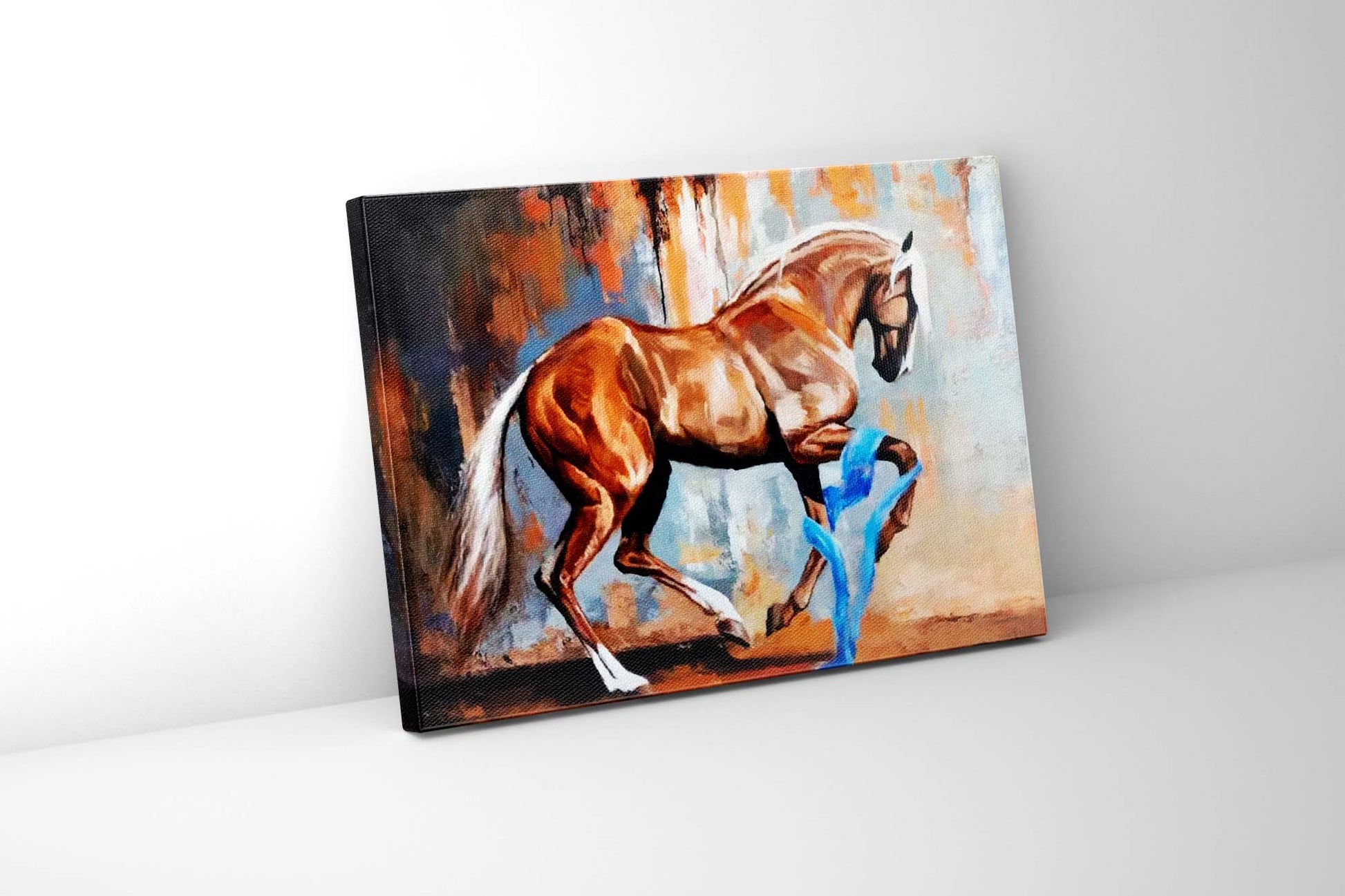 Prancing Horse Canvas Wall Art 48x36 Diamond Varnish-Wall Art-DECOROLALA
