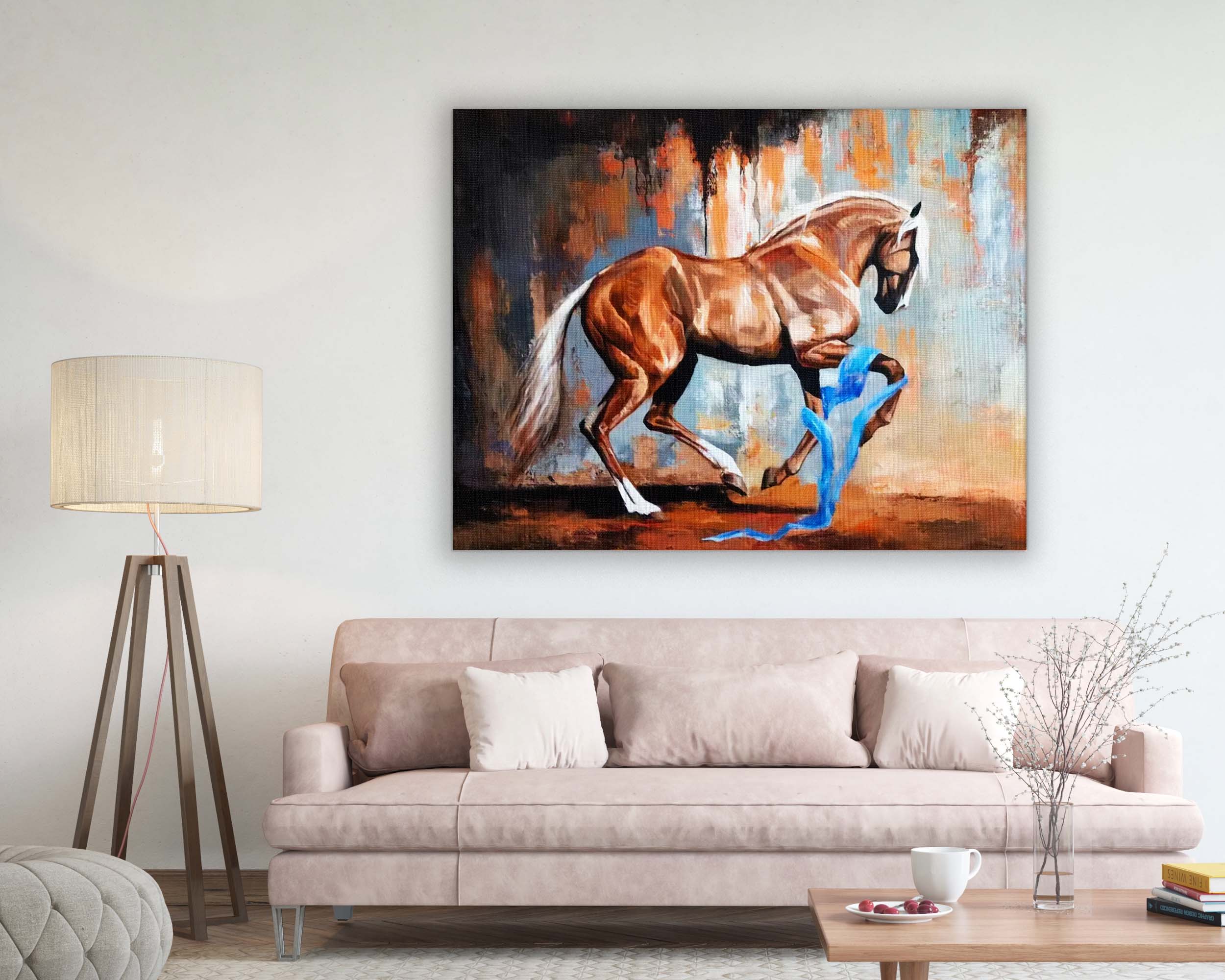 Prancing Horse-Wall Decor- Wildlife Canvas Art - Gold varnish-Wall Art-DECOROLALA
