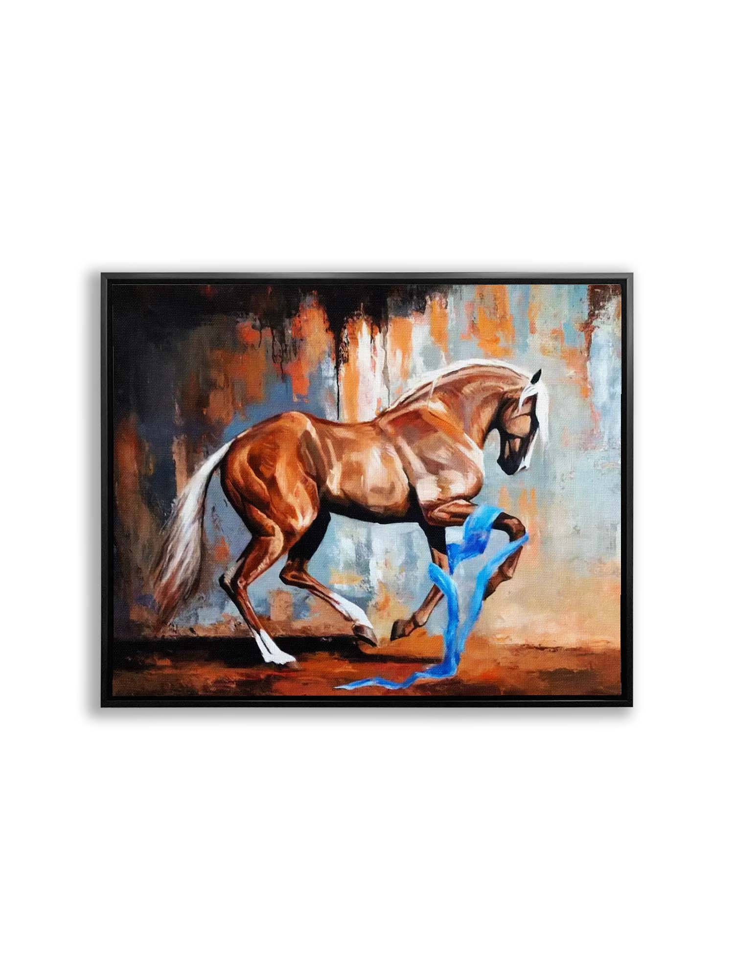 Prancing Horse-Wall Decor- Wildlife Canvas Art - Gold varnish-Wall Art-DECOROLALA