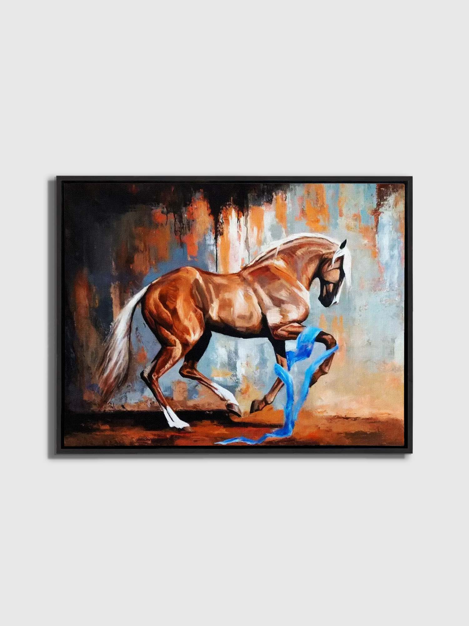 Prancing Horse-Wall Decor- Wildlife Canvas Art - Gold varnish-Wall Art-DECOROLALA