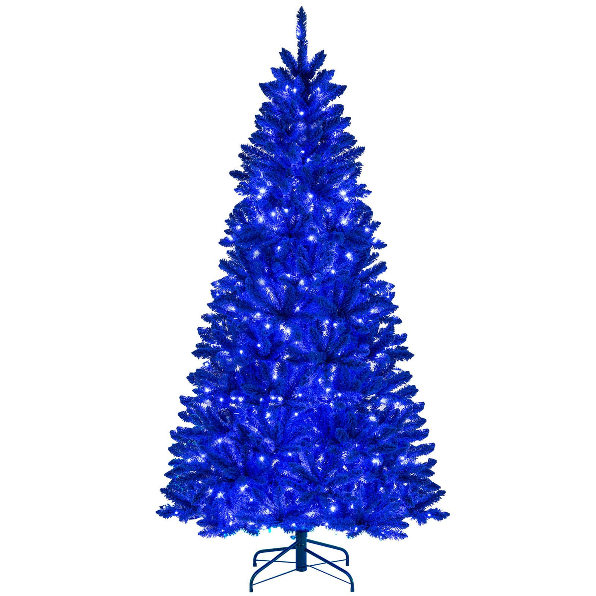 Pre-Lit Artificial Christmas Tree with 340 Blue LED Lights and 3 Modes-7 ft-Christmas Trees-DECOROLALA