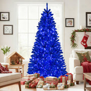 Pre-Lit Artificial Christmas Tree with 340 Blue LED Lights and 3 Modes-7 ft-Christmas Trees-DECOROLALA
