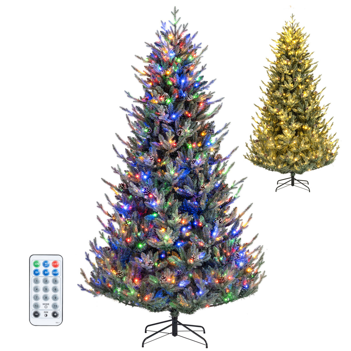Pre-Lit Artificial Christmas Tree with Multicolored LED Lights-L-Christmas Trees-DECOROLALA