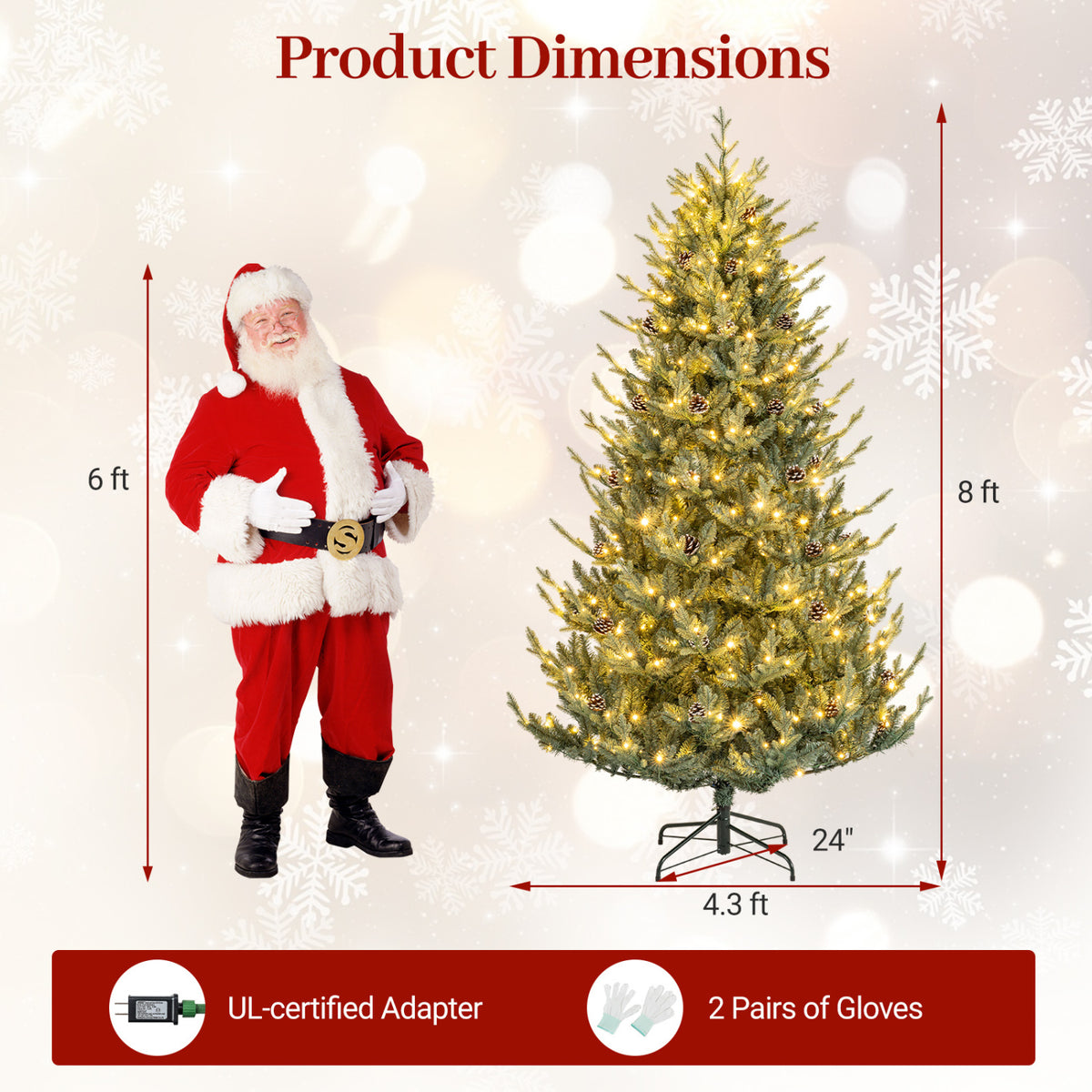 Pre-Lit Artificial Christmas Tree with Multicolored LED Lights-L-Christmas Trees-DECOROLALA