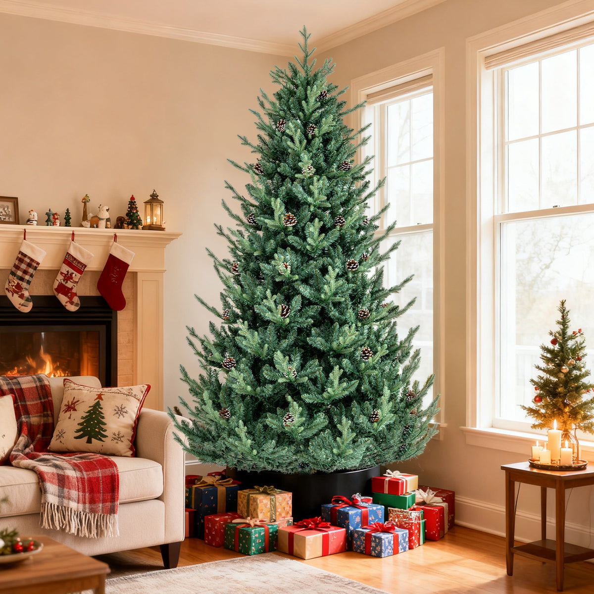 Pre-Lit Artificial Christmas Tree with Multicolored LED Lights-L-Christmas Trees-DECOROLALA