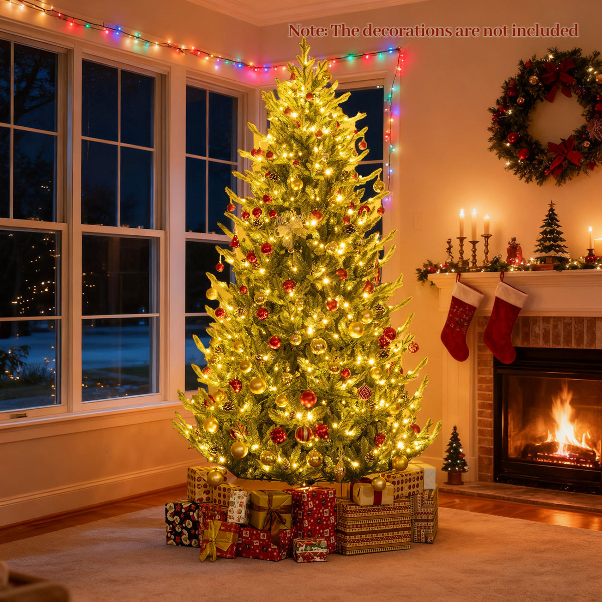 Pre-Lit Artificial Christmas Tree with Multicolored LED Lights-L-Christmas Trees-DECOROLALA
