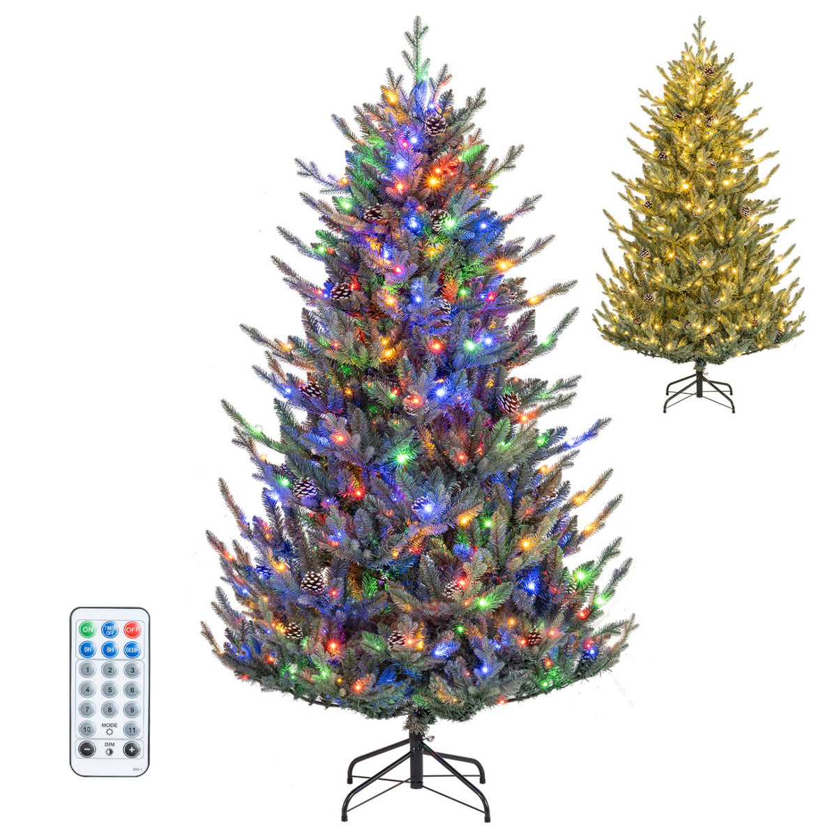 Pre-Lit Artificial Christmas Tree with Multicolored LED Lights-S-Christmas Trees-DECOROLALA