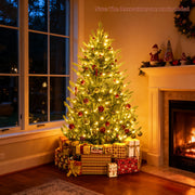 Pre-Lit Artificial Christmas Tree with Multicolored LED Lights-S-Christmas Trees-DECOROLALA