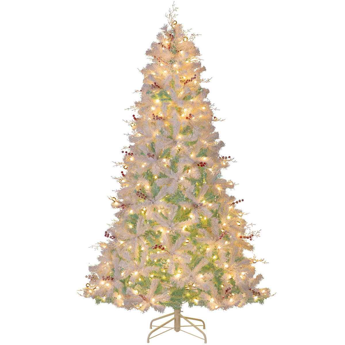 Pre-Lit Artificial Christmas Tree with Snow Flocked Branch Tips-M-Christmas Trees-DECOROLALA